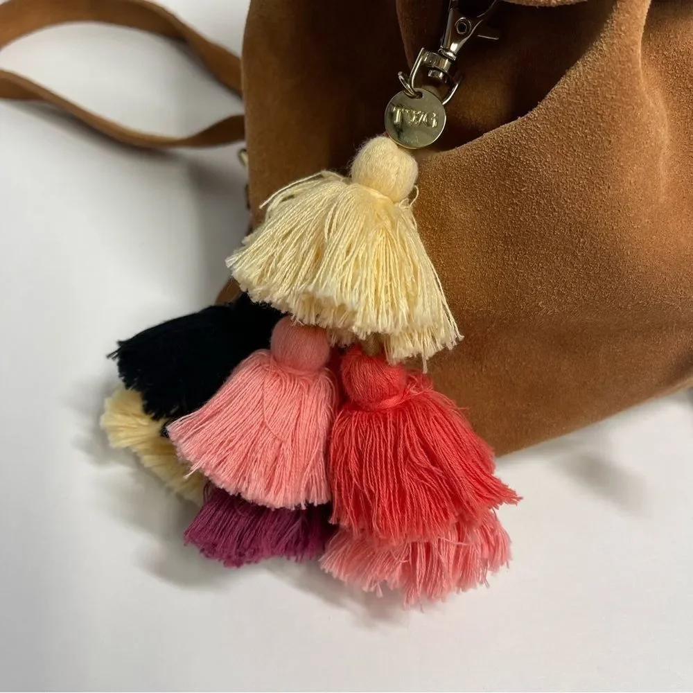 The Wolf Gang Brown Suede Backpack with Tassels